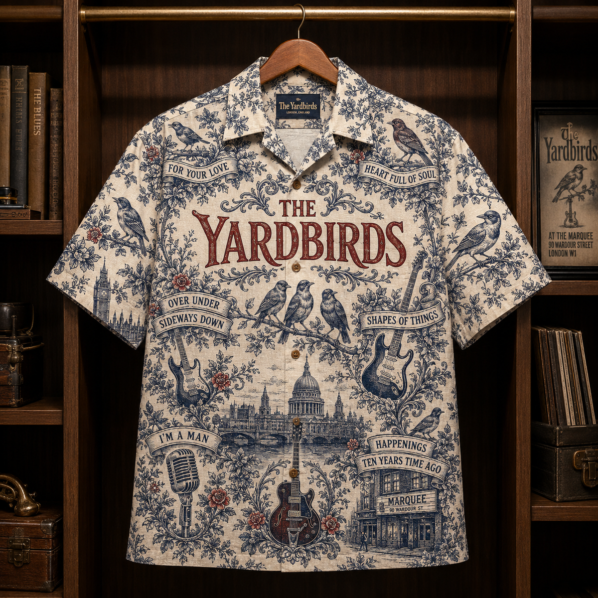 The Yardbirds Hawaiian Shirt - Unisex Vintage Toile De Jouy For Your Love Button Up