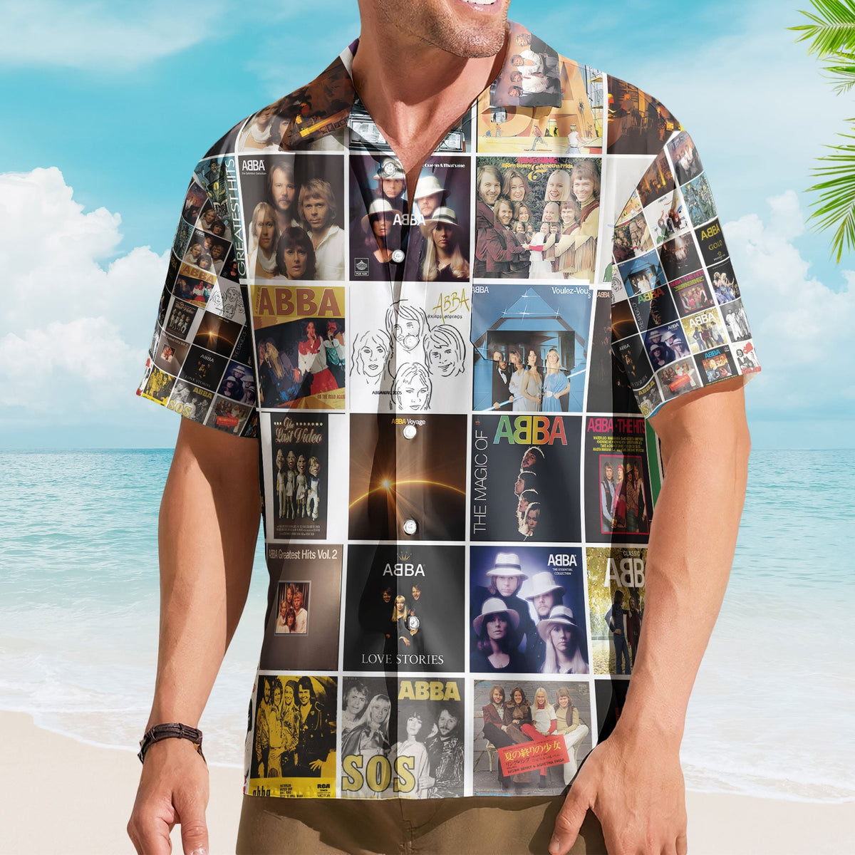 ABBA Hawaiian Shirt – Iconic Album Collage Vintage Music Style