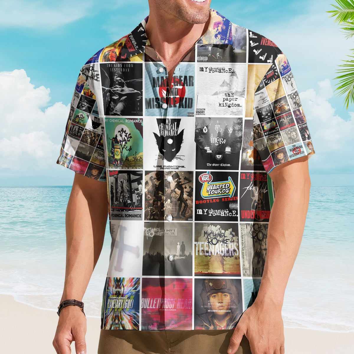 Deep Purple Hawaiian Shirt – Vintage Album Collage Classic Rock Style