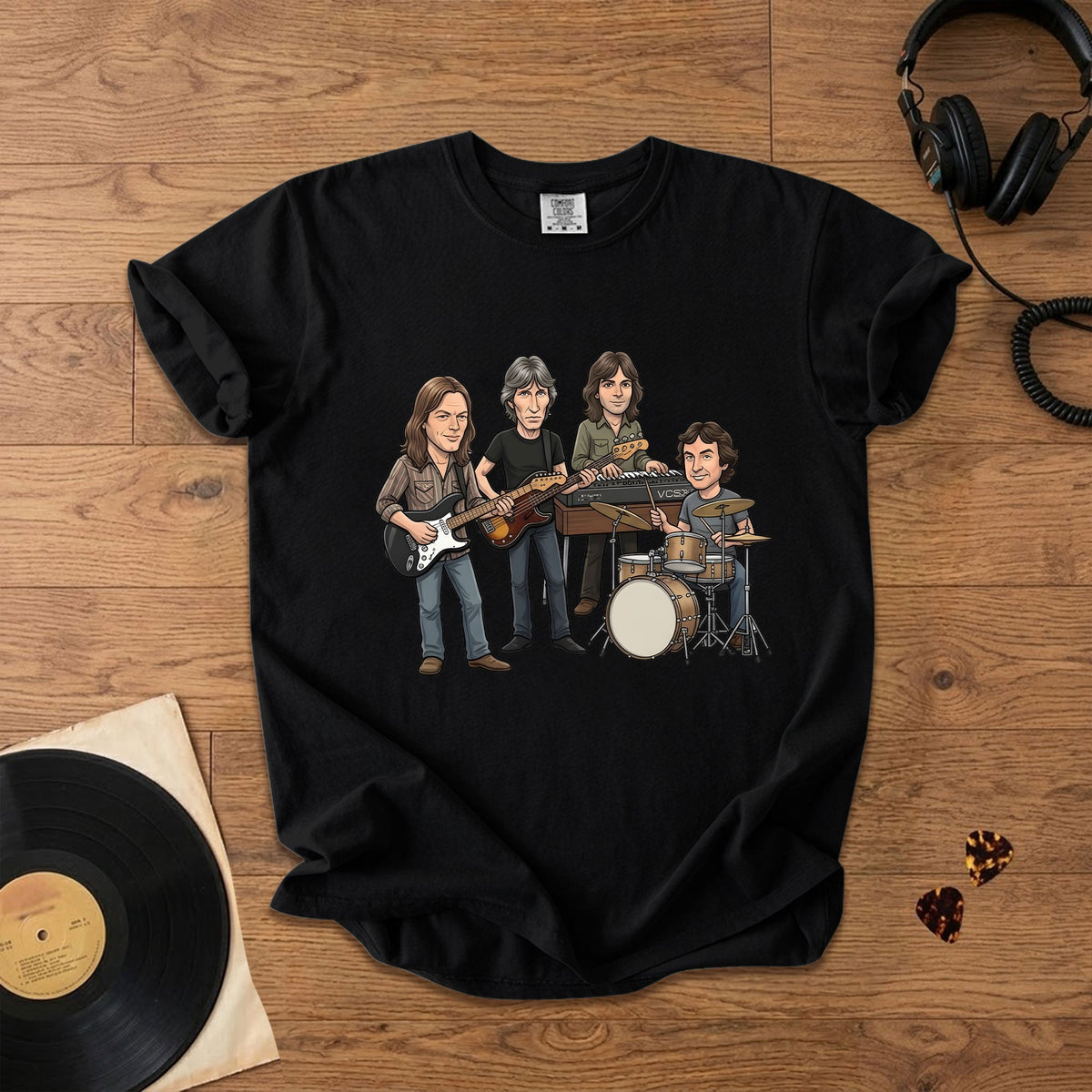 Pink Floyd Inspired Cartoon Band Comfort Tee Classic Rock Graphic T-Shirt