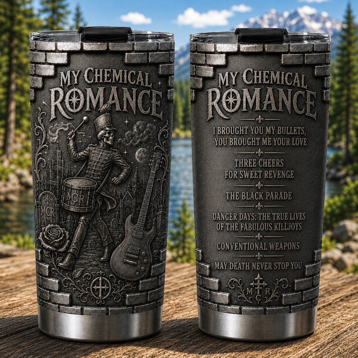 My Chemical Romance 3D Printed Stainless Steel Tumbler Emo Rock Travel Mug