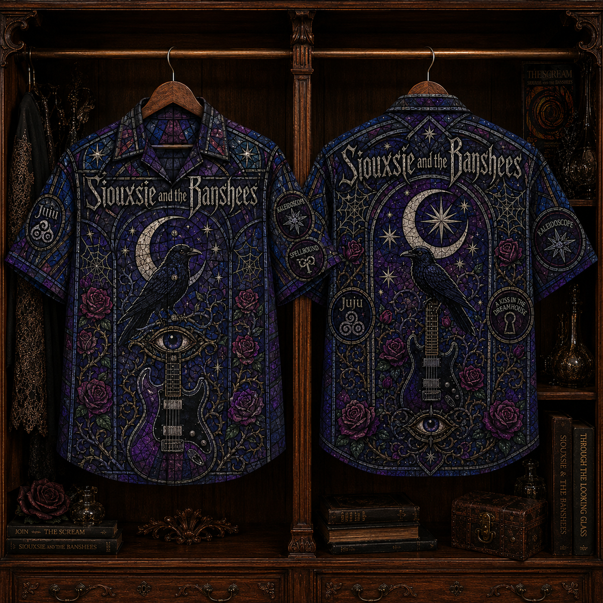 Siouxsie and the Banshees Hawaiian Shirt - Gothic Stained Glass Post-Punk Button-Up Shirt