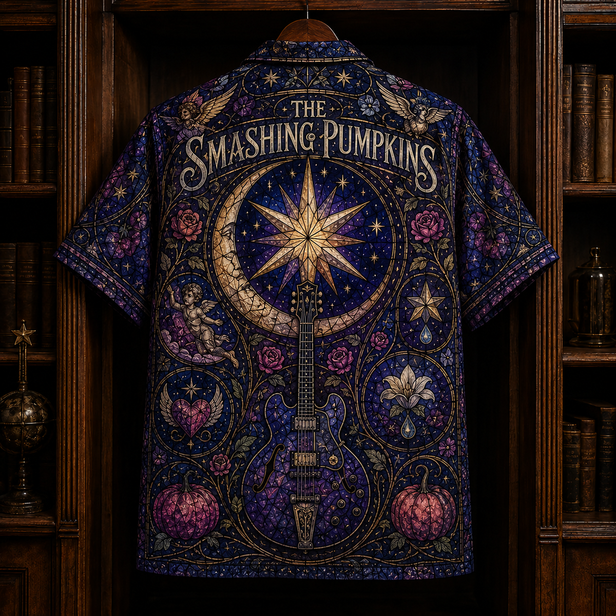 The Smashing Pumpkins Hawaiian Shirt - Stained Glass Alternative Rock All-Over Print Button-Up Shirt