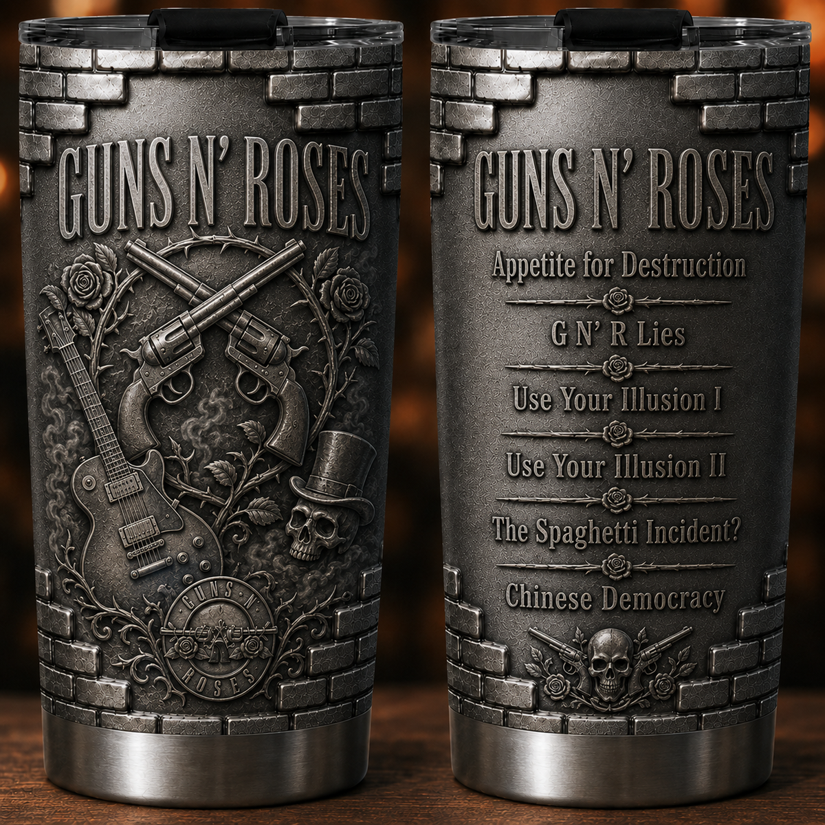 Guns N' Roses 3D Stainless Steel Tumbler Rock Music Travel Mug