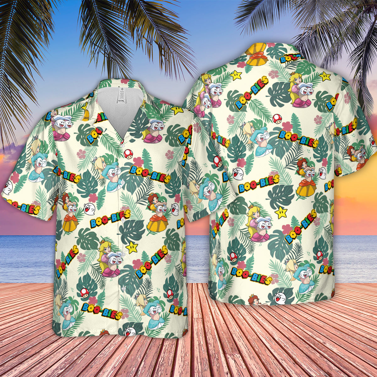 Super Mario Boo-Bies Pattern Hawaiian Shirt