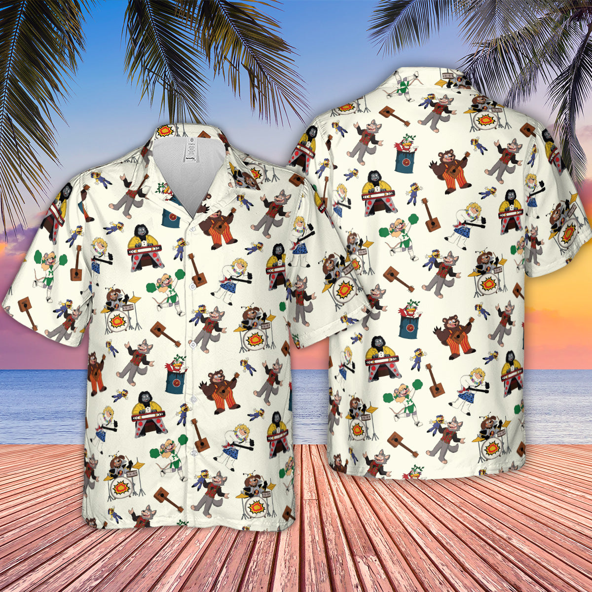 The Rock-afire Explosion Pattern Hawaiian Shirt