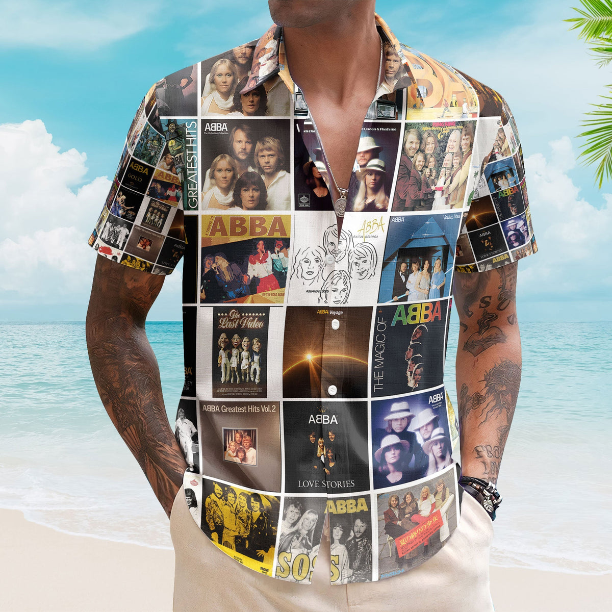 ABBA Album Collage Hawaiian Shirt – Retro Music Fan Shirt