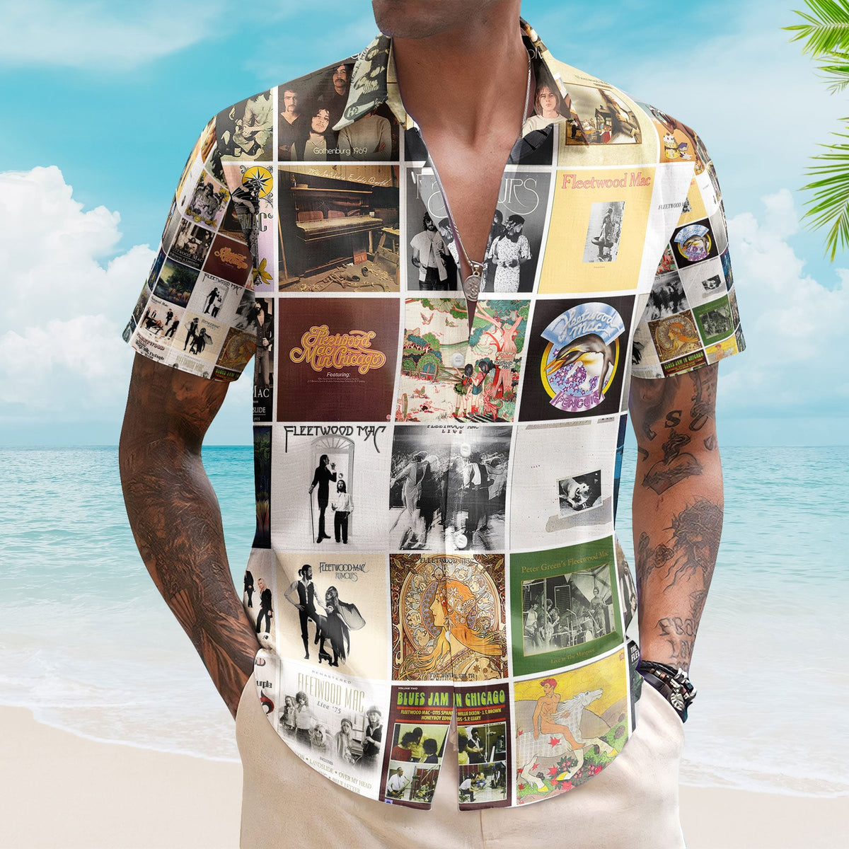 Fleetwood Mac Album Collage Hawaiian Shirt – Classic Rock Fan Shirt