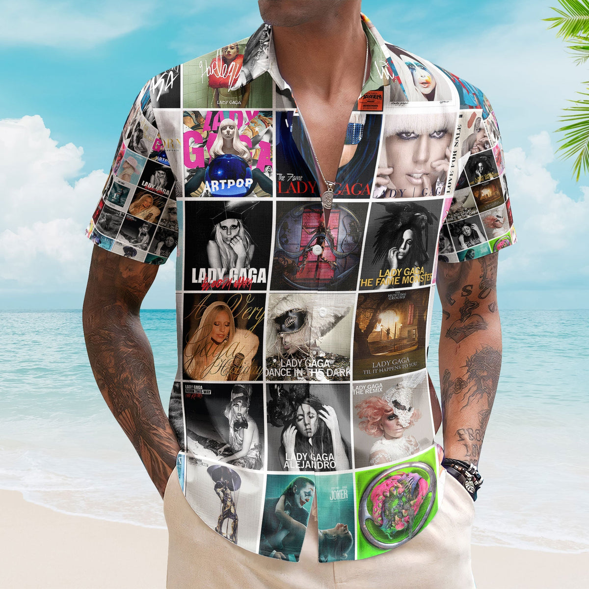 Lady Gaga Album Collage Hawaiian Shirt – Pop Icon Fan Shirt