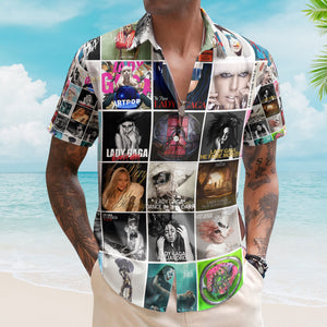 Lady Gaga Album Collage Hawaiian Shirt – Pop Icon Fan Shirt