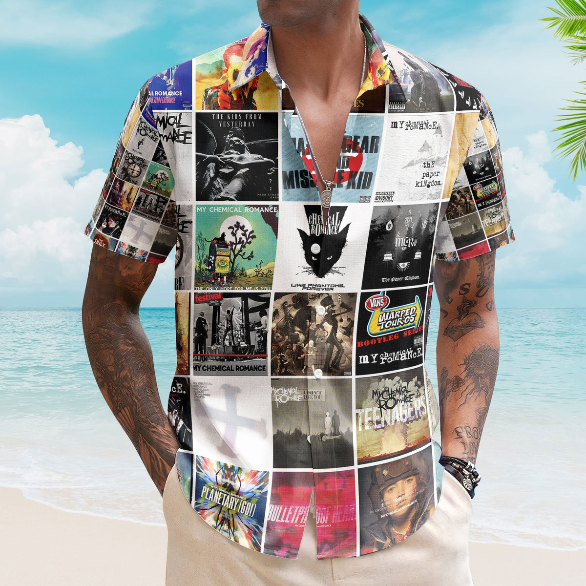 My Chemical Romance Hawaiian Shirt – Iconic Album Collage Emo Rock Style