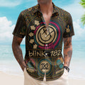 Blink-182 Hawaiian Shirt - Unisex Retro Smiley Face Cathedral Window Button Up