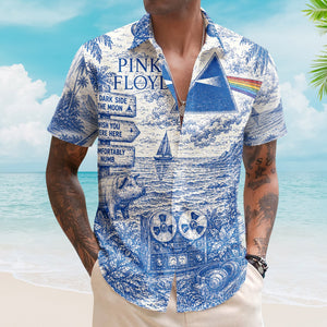 Pink Floyd Toile De Jouy Hawaiian Shirt - Unisex Prism Rainbow Fan Gifts Progressive Rock Merch