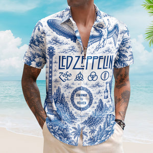 Led Zeppelin Four Symbols Hawaiian Shirt - Unisex Retro Music Album Art Inspired Button Up