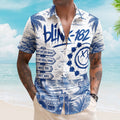 Blink 182 Toile De Jouy Hawaiian Shirt - Unisex Vintage All The Small Things Blue Line Art Summer Button Up