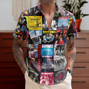 Ramones Hawaiian Shirt – Album Cover Collage Punk Rock Summer Button Up