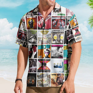 Green Day Album Collage Hawaiian Shirt – Rock Band Fan Shirt