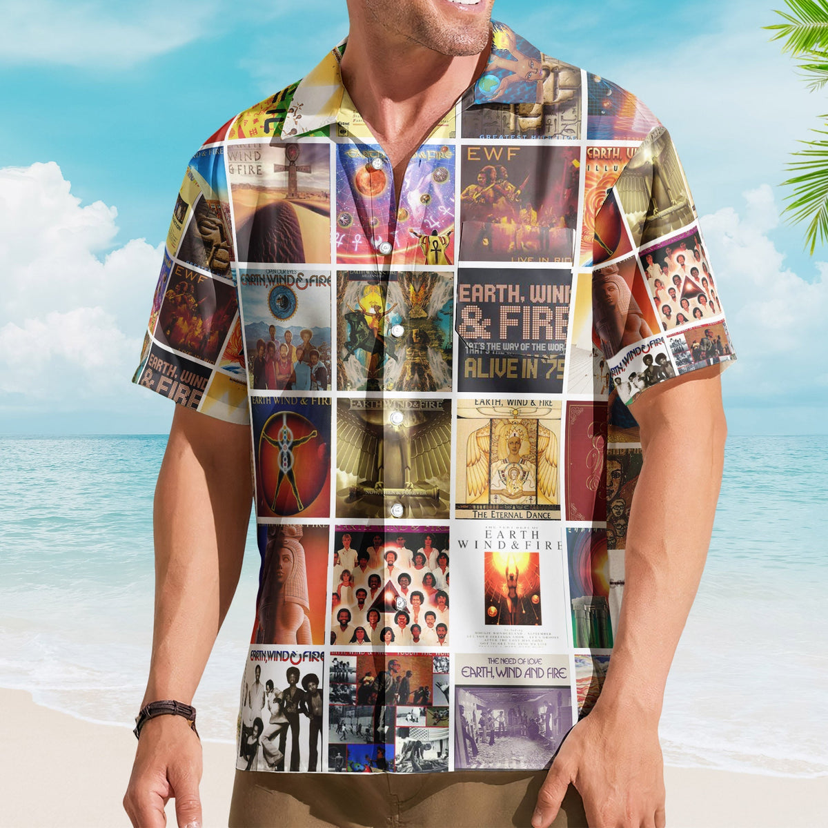 Earth Wind Fire Album Collage Hawaiian Shirt – Rock Band Fan Shirt