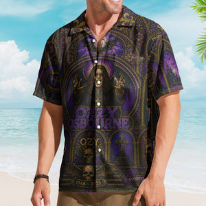 Ozzy Osbourne Hawaiian Shirt - Unisex Prince of Darkness Cathedral Window Button Up