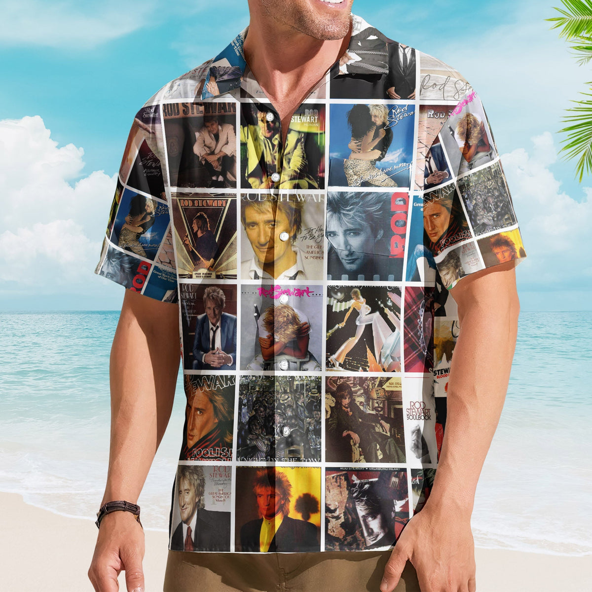 Rod Stewart Album Collage Hawaiian Shirt – Pop Rock Music Fan Shirt