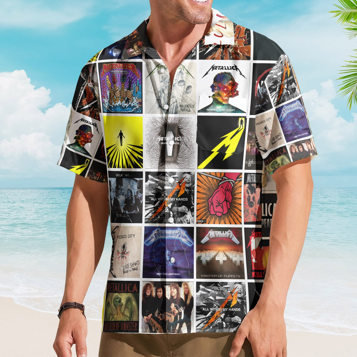 Metallica Album Collage Hawaiian Shirt – Heavy Metal Music Band Fan Shirt