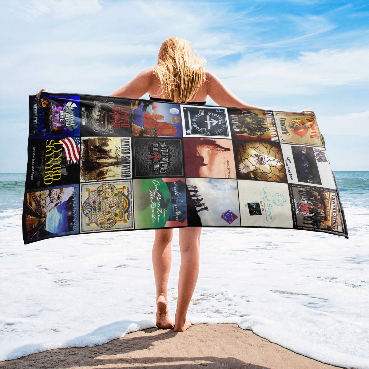 Lynyrd Skynyrd Beach Towel Album Cover Collage Southern Rock Towel