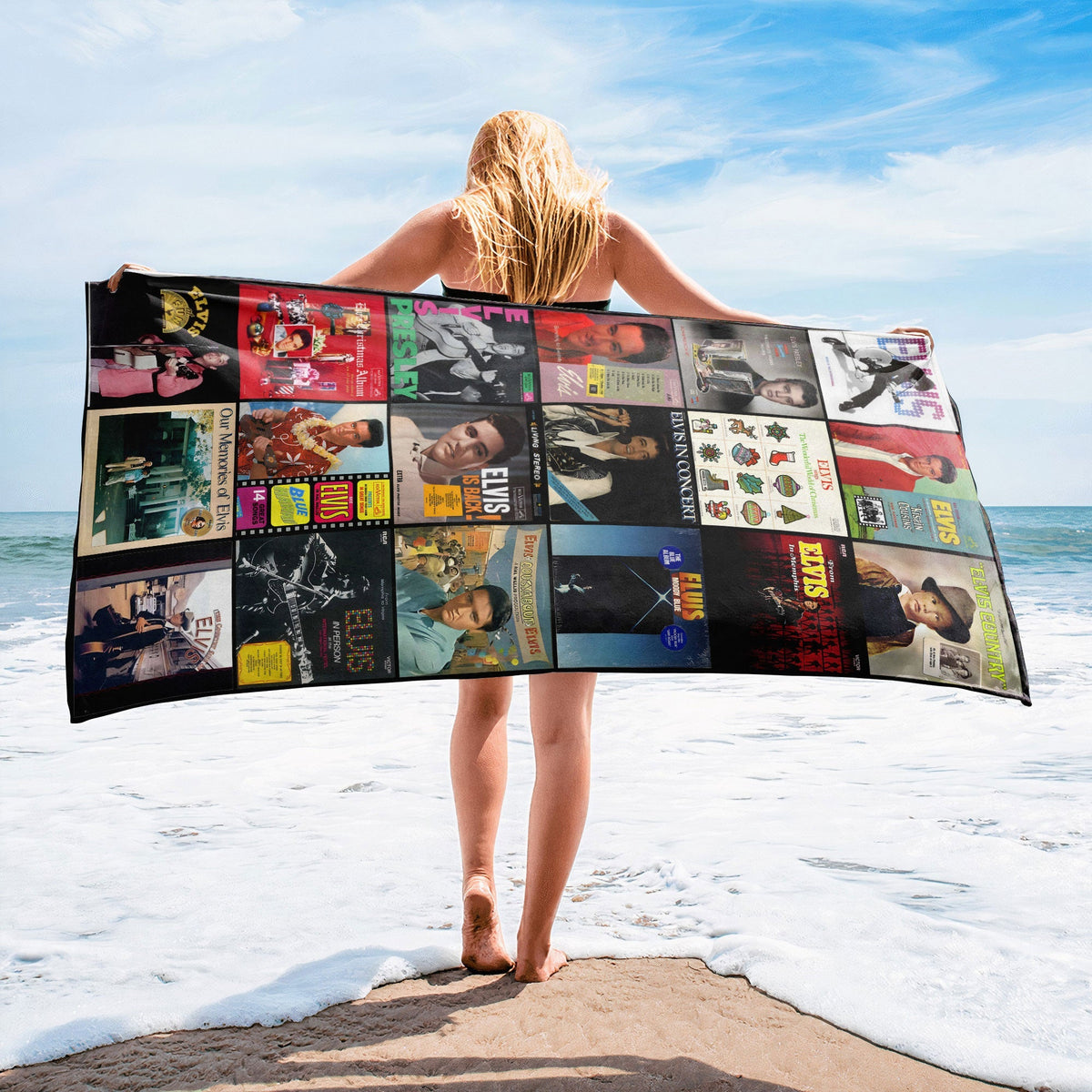 Elvis Presley Beach Towel Album Cover Collage Rock & Roll Towel