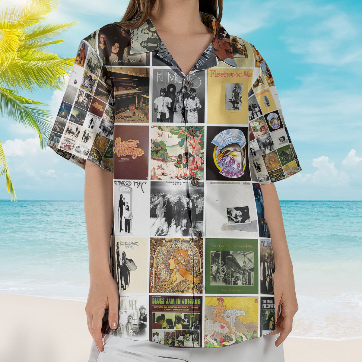Fleetwood Mac Hawaiian Shirt – Vintage Album Collage Classic Rock Style