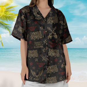 Lynyrd Skynyrd Hawaiian Shirt - Unisex Southern Rock Free Bird Black Button Up