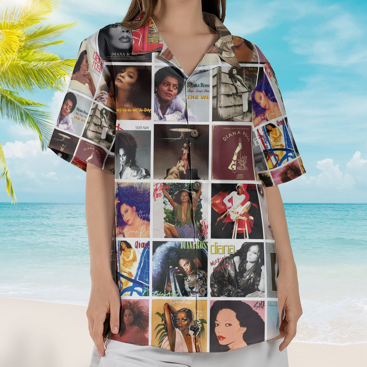 Diana Ross Album Collage Hawaiian Shirt – R&B Pop Music Fan Shirt