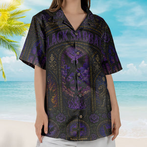 Black Sabbath Hawaiian Shirt - Unisex Retro Doom Rock Purple Cathedral Window Button Up