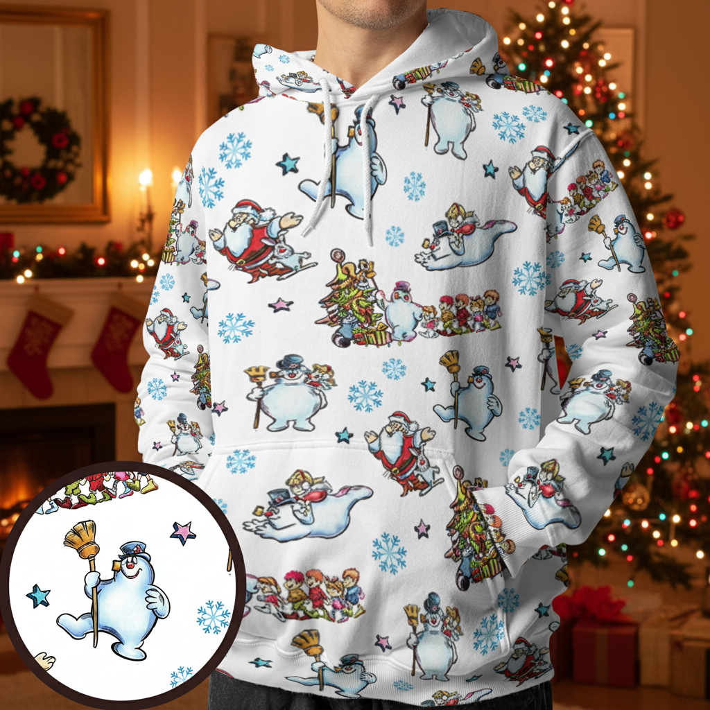 Vintage Xmas Frosty The Snowman All-over Print Hoodie