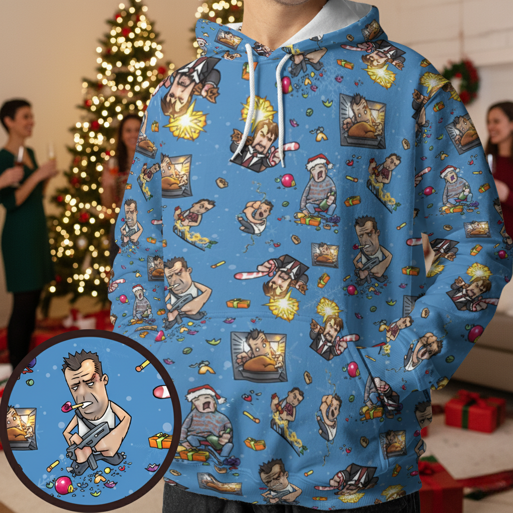 Christmas Action Movie All-over Print Hoodie
